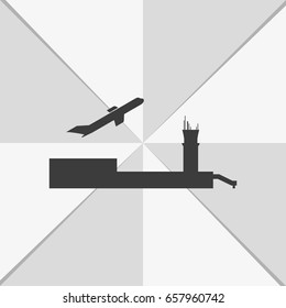 Simple flat airport with plane icon.