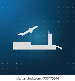 Simple flat airport with plane icon.