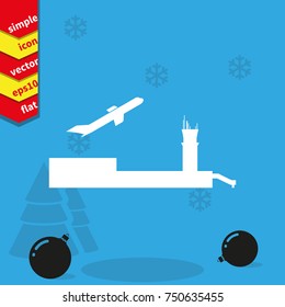 Simple flat airport with plane icon.