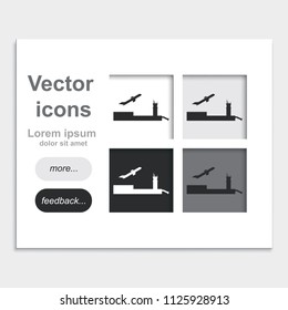 Simple flat airport with plane placed on web page template vector icon.