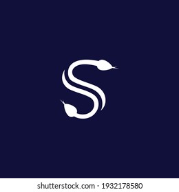 Logo simple de icono de serpiente animal plana