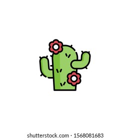 simple flat art cactus logo