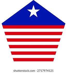 El simple icono de arte plano representa una bandera estilizada de Estados Unidos dentro de una forma geométrica, que simboliza la cultura estadounidense a través del arte.
