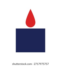 Un simple icono de arte plano que representa una vela de Navidades, creado en un estilo minimalista.
