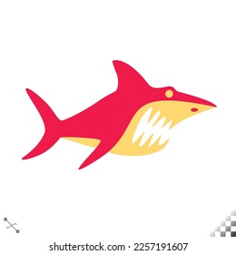 simple flat art illustration of an aggressive shark 