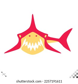 simple flat art illustration of an aggressive shark 