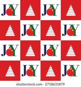 A simple flat art piece showcasing a seamless Christmas pattern with joyful natal elements.
