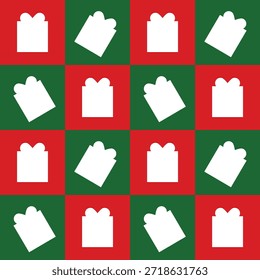 Un simple arte plano de un patrón de Navidades sin costuras con regalos sobre un fondo temático natal
