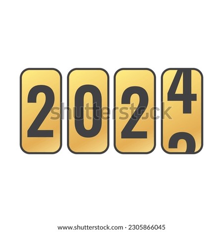 simple flat art sign of the coming year 2024 counter