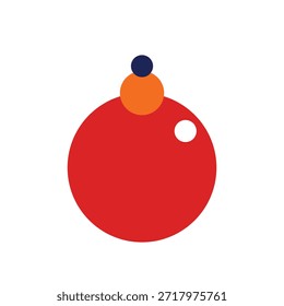 Un simple icono de estilo de arte plano de un adorno de Navidad con un cuerpo rojo y bolas de colores Pequeños en la parte superior
