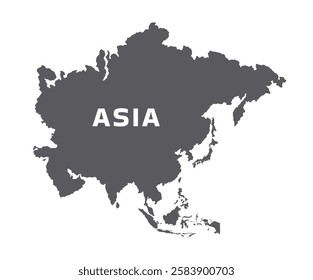 Simple flat Asia map grey vector