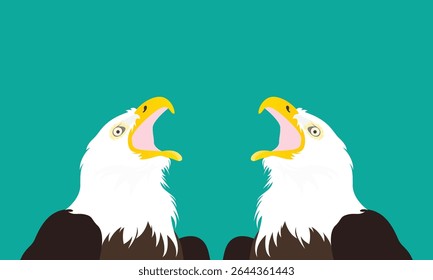 Simple flat bald eagle vector illustration. White headed eagle background.