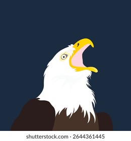 Simple flat bald eagle vector illustration. White headed eagle background.