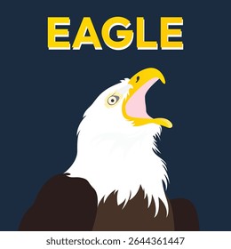 Simple flat bald eagle vector illustration. White headed eagle background.
