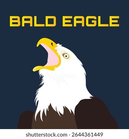 Simple flat bald eagle vector illustration. White headed eagle background.