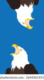 Simple flat bald eagle vector illustration. White headed eagle background.