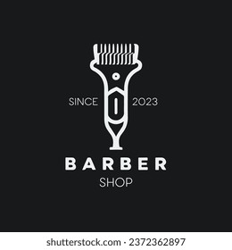 Simple flat barber shop clipper logo