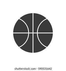 Simple flat basketball icon, grayscale on white background