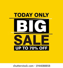 Simple Flat Big Sale Banner with Yellow Background Design, Discount Offer Banner Template Vector for Advertising, Social Media, Web Banner