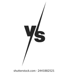 Simple flat black abstract versus logo concept. Modern comic design style. VS letters for battle, competition, match, fight, game, or duel. Vector illustration
