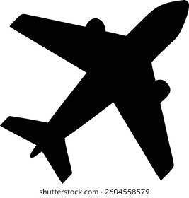 Simple Flat Black Airplane Symbol Minimalist Aviation Vector Icon for Travel and Design