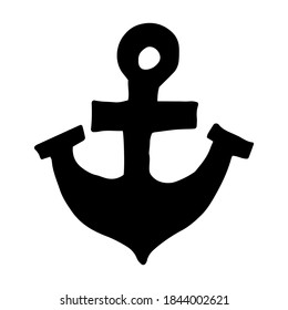 Simple, flat, black anchor silhouette icon. Isolated on white