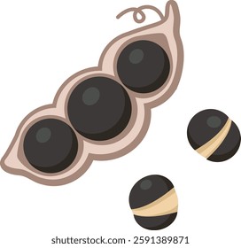 Simple and flat black bean illustration