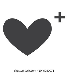 Simple flat black heart vector icon. Love sign, symobl