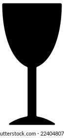 Simple flat black icon of wine glass with thin stem. Alcoholic drink vector silhouette isolated on transparent background