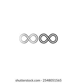 Simple flat black infinity symbols. Design elements for unlimited infinity, endless, eternity, loop, discontinuation, and repetition concepts.