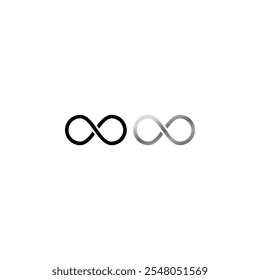 Simple flat black infinity symbols. Design elements for unlimited infinity, endless, eternity, loop, discontinuation, and repetition concepts.