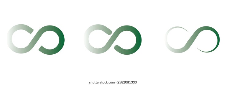 Simple flat black infinity symbols. Design elements for unlimited infinity, endless, eternity, loop, discontinuation, and repetition concepts. Vector illustration