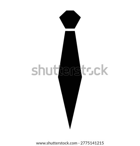 A simple flat black necktie icon, representing formal business wear, professional corporate attire, and leadership. Clean design for websites, apps, and branding.