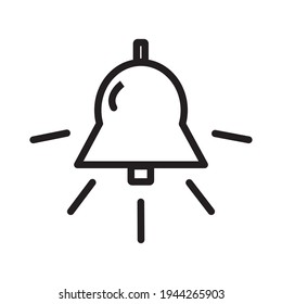 simple flat black outline vector icon alarm bell ringing reminder concept