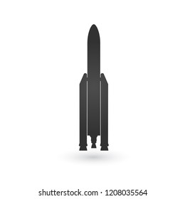 Simple, flat, black silhouette icon of a rocket taking off. vector illustration isolated.