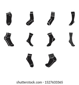 Simple flat black socks icon set  vector