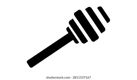 A simple flat black vector icon representing a wooden honey dipper used for serving and drizzling honey