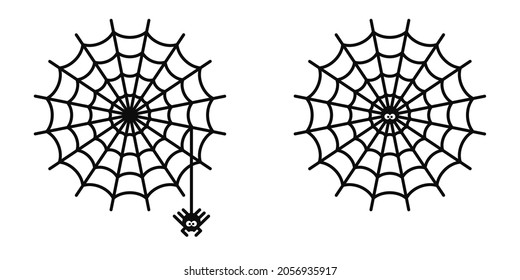 Simple Flat Black And White Abstract Spider Web And Spider Elements Vector Art