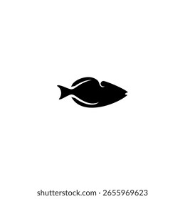 Plantilla plana simple del Vector del icono del logotipo del pez blanco y negro