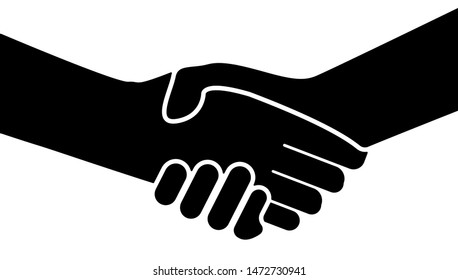 simple flat black and white handshake icon or symbol vector illustration
