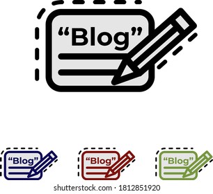 Simple flat Blog icon for website. Set of black, red, blue and green blog link pictograms