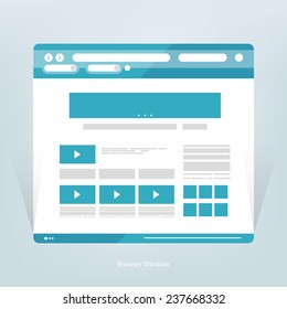 Simple flat blue browser window design.