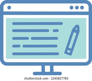Simple flat blue copywriting icon