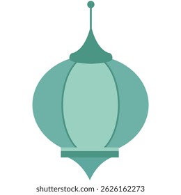 Linterna islámica azul plana simple con forma redondeada y punto de suspensión, ideal para diseños mínimos de Ramadán o elegantes temas de decoración festiva.

