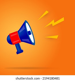 Simple Flat Blue Speaker Toa Megaphone Illustration Design on Yellow Background Template Vector