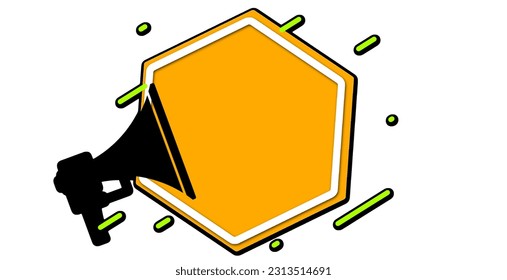 Altavoz simple de color azul plano Toa Megaphone Design Illustration on Yellow Background Vector Template 