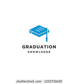 simple flat book and graduation hat logo icon vector inspiration