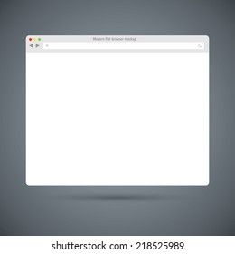 Simple flat browser window on dark background. Opened browser window template. Past your content into it.