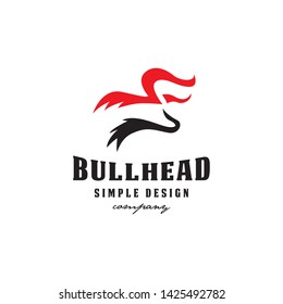 simple flat bull head horn logo icon vector template
