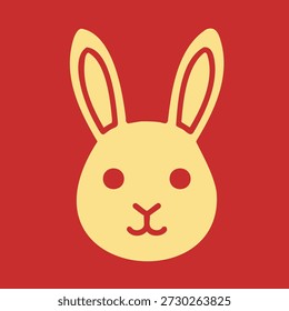 Diseño simple del logotipo de la cara plana del conejo para el festival chino del año Nuevo